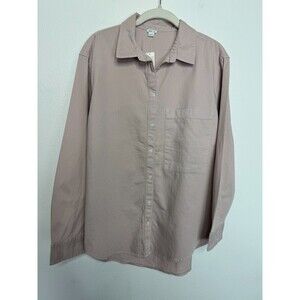 Aerie Size M 100% Cotton Oversized Button Up Shirt Light Pink Long Sleeve NWT